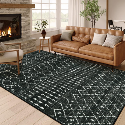  Tapis peluché à géométrie linéaire - Accent texturé moderne avec base antidérapante