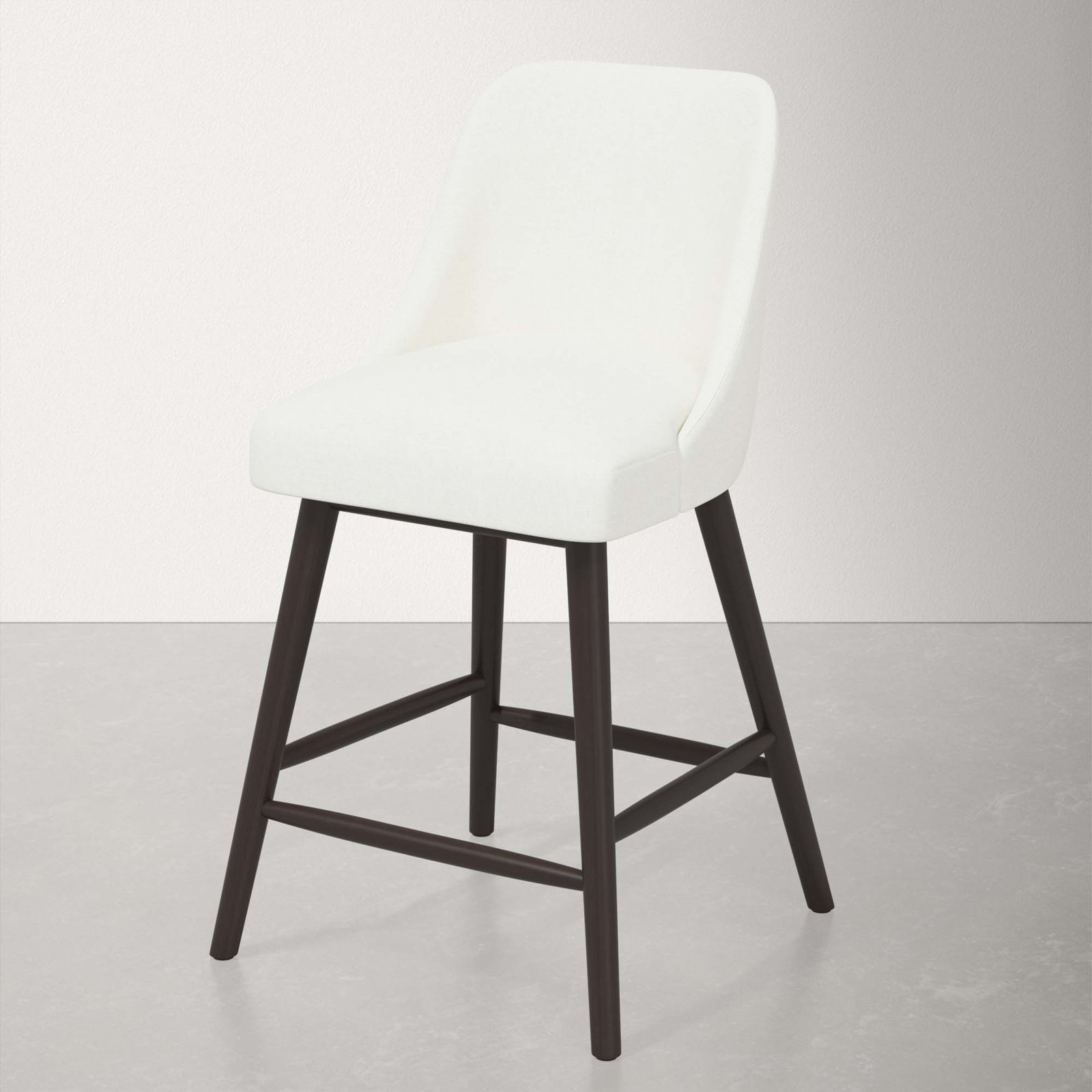 Gallie Stool, Espresso, Counter Stool (27" Seat Height), Zuma White Textured Linen