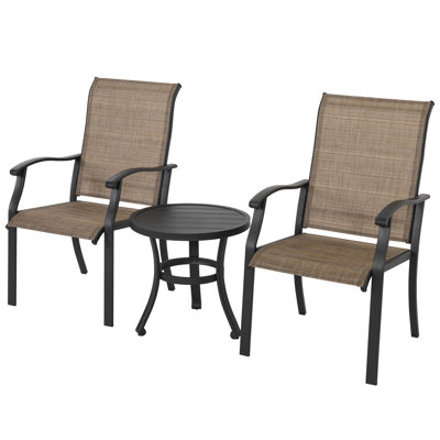 Outdoor 3-piece Bistro Set, PVC-coated polyester Fabric, Powder-coated Iron Frame