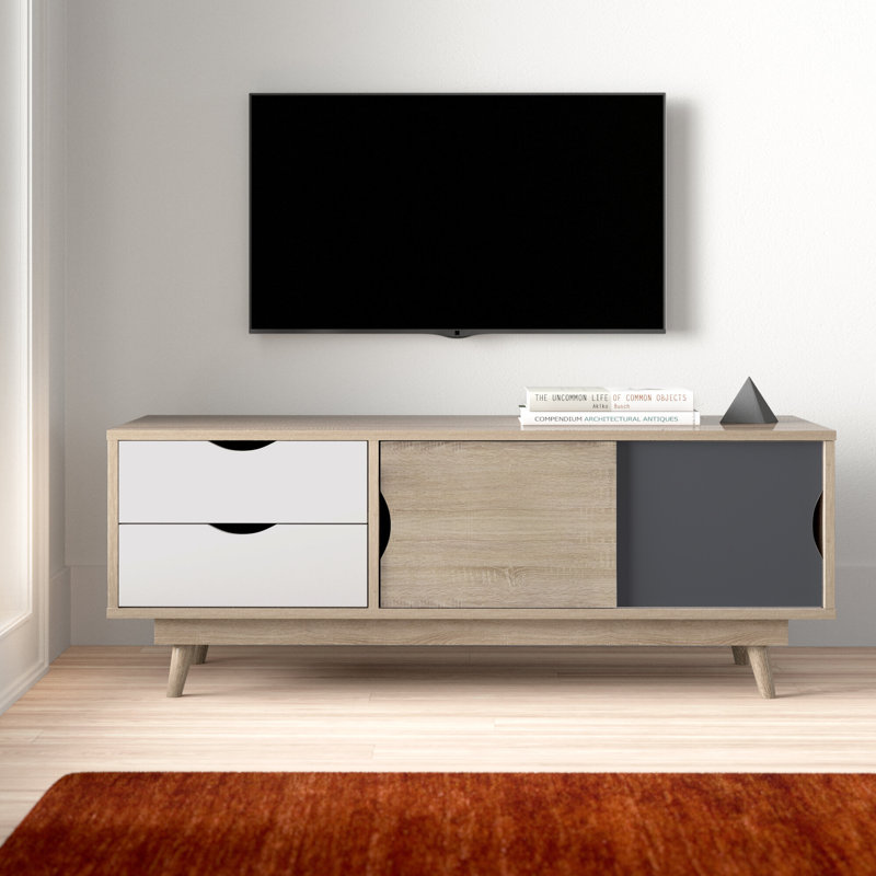 Caroline TV Stand for TVs up to 55", Sonoma Oak/White/Grey