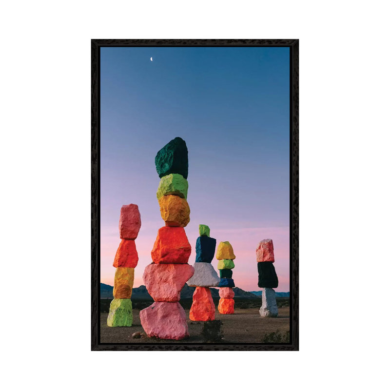 Seven Magic Mountains Moon IV 1 Piece Wall Art on Canvas, 152.5 cm H x 101.5 cm W, Black Framed