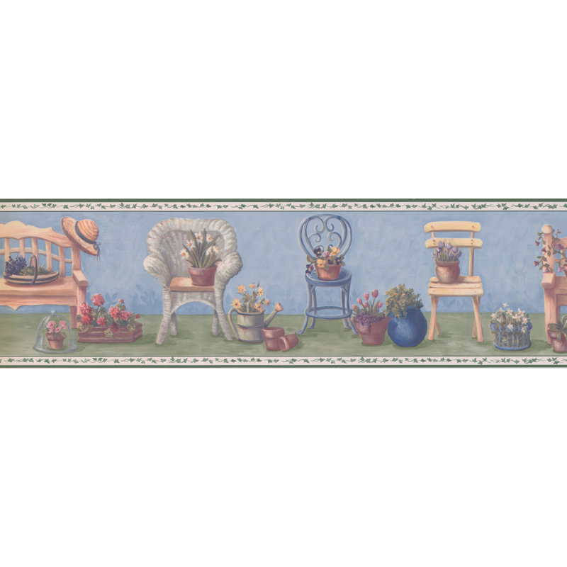 Bordure de papier peint à motif floral et botanique L 15 pi x l 7 po Blakeley