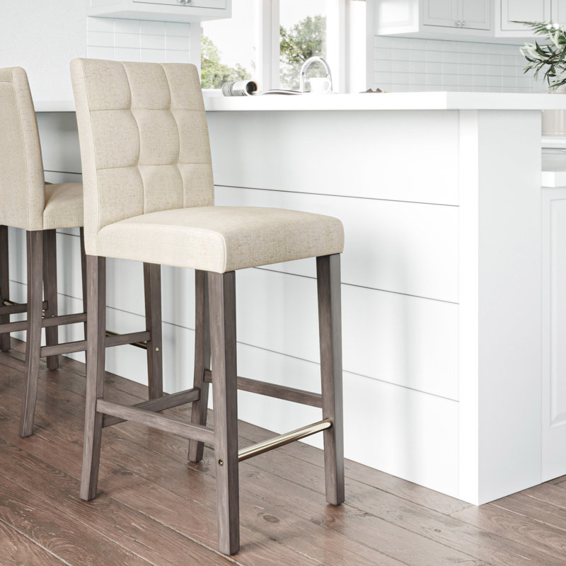 Idleman Upholstered Counter & Bar Stool, Beige, Bar Stool (31” Seat Height)