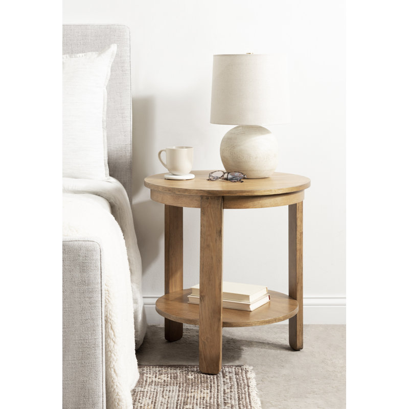 Aamnah Round Living Room Side Table, 24" H x 22" W x 22" D, Natural