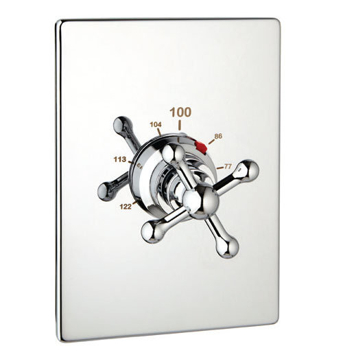 Thermostat rectangulaire complet avec valve, Nickel brossé, 1/2 po