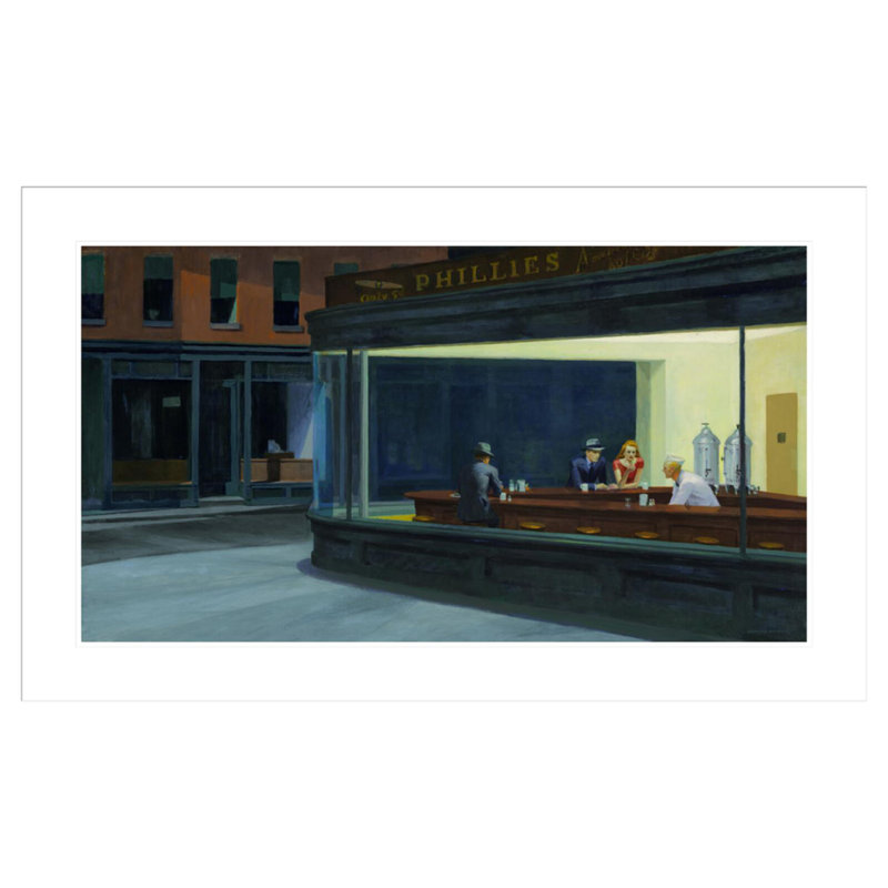 «Nighthawks» par Edward Hopper - impression giclée sur cadre, H 26,06 po x l 41,5 po