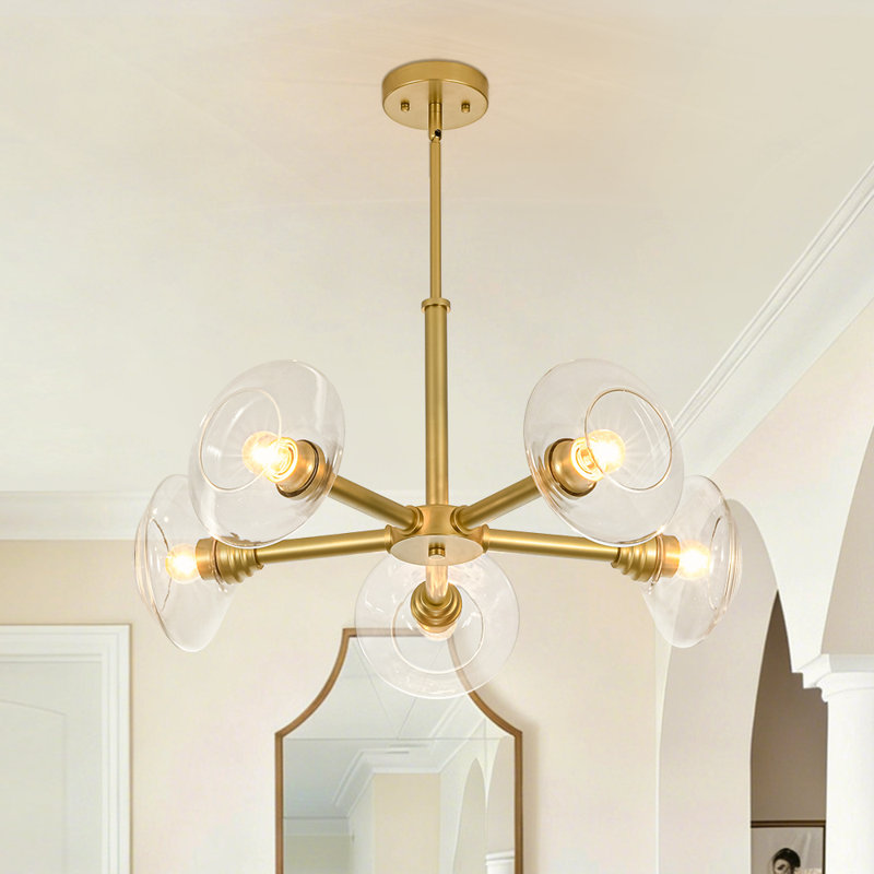 Mid-Century 5-Light Glass Sputnik Chandelier