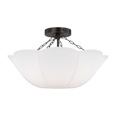 Plafonnier semi-encastré en tissu de lin blanc