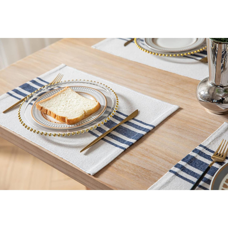Napperon Groveton, Bleu marine / beige