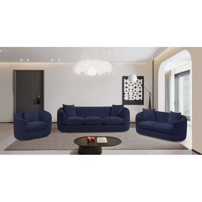 Canapé Millionder Chenille, Tissu chenille bleu marine