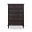 Armoire cinq tiroirs en bois massif noir avec pattes décoratives dorées