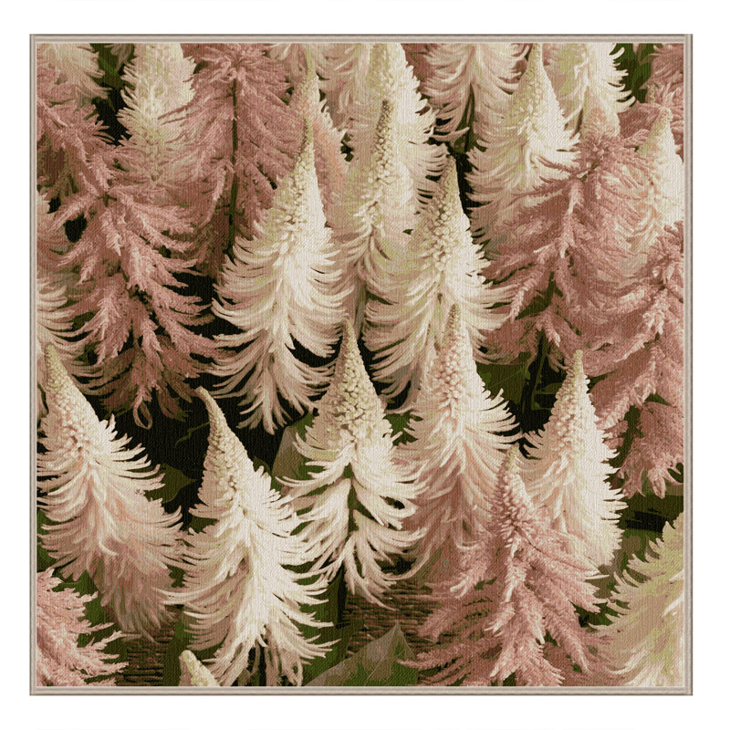 Tapis botanique beige lavable à la machine, Carré 7 pi