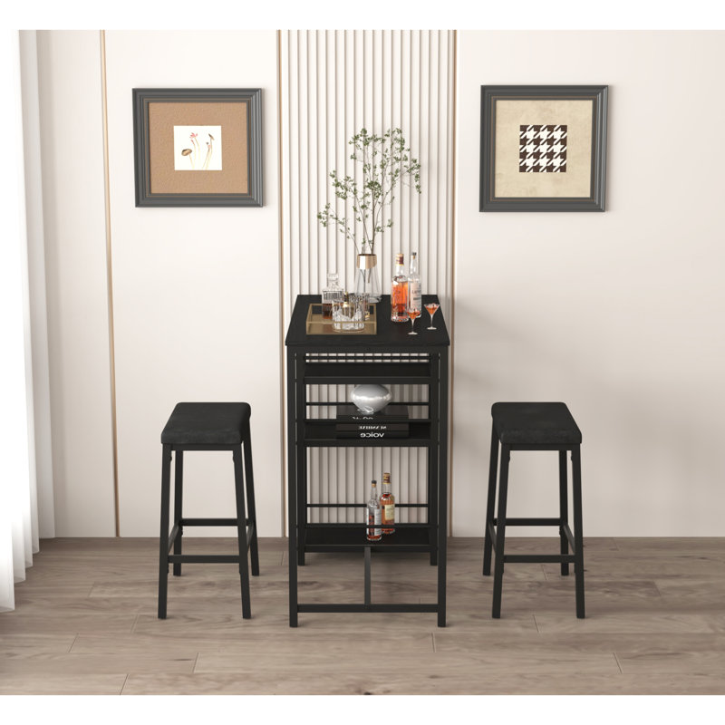 Dining Table Set with Storage Shelves