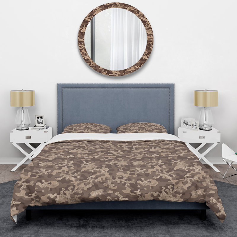 Ensemble de housse de couette en microfibre brun / beige 2 pièces, Housse de couette simple + 1 taie décorative stan