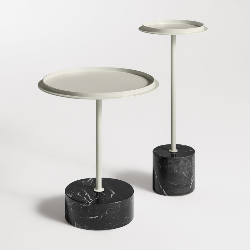 Chit Chat Marble Pedestal End Table, Putty, Green