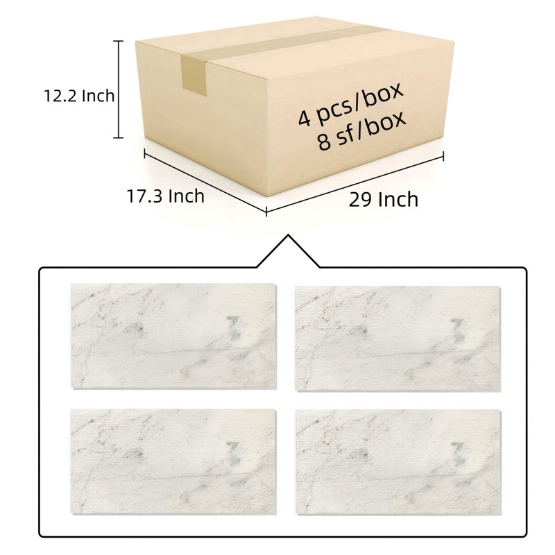 Marbre naturel 12 * 24, pour plancher et mur, carreau de marbre poli, pierre naturelle, marbre véritable, marbre véritable, 1 boîte de 4 pièces