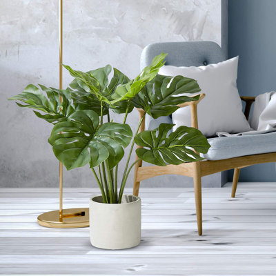 21'' Faux Evergreen Plant in Cement Pot