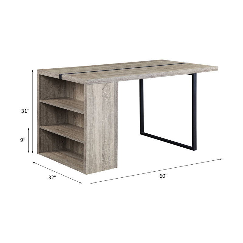 Table de salle à manger contemporaine en gris et noir, rectangulaire avec rangement compact en métal incrusté, table moderne noire, garniture d'espaces fonctionnels