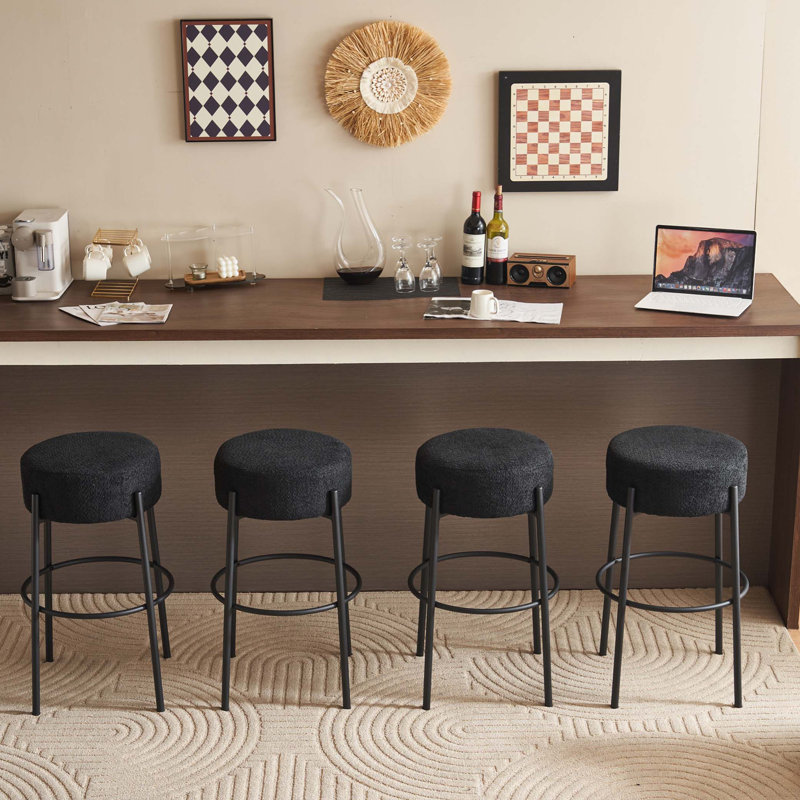 Tabourets de bar ronds, ensemble de 2 - Tabourets de salle à manger rembourrés contemporains pour cuisines, cafés et bars - comprend des pieds de support robustes