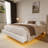 White  Boucle Floating Bed With Light,Queen-735747750