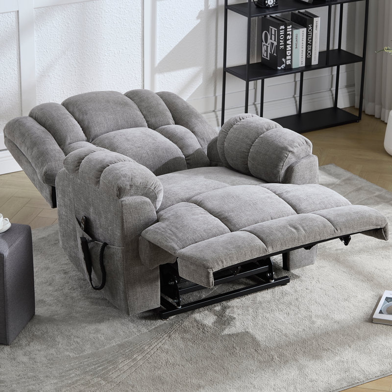 Dual Power Lift Recliner With Heat And Massage, Infinite Position, 180°reclining, Sidepocket, Light Gray