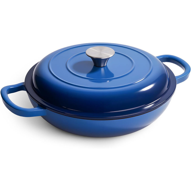 Casserole en fonte émaillée de qualité alimentaire - cuisson uniforme et batterie de cuisine compatible avec plusieurs poêles