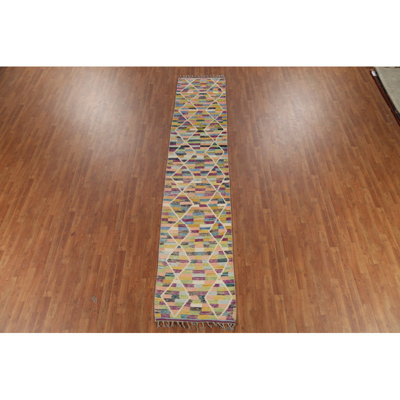 Tapis multicolore à motif de treillis marocain