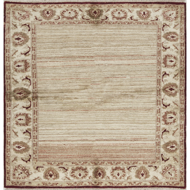 Tapis beige et brun de haute qualité noué à la main