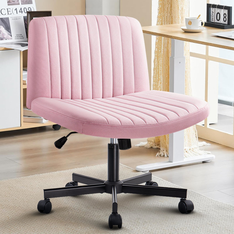Chaise de travail pivotante en tissu Caelie, Rose