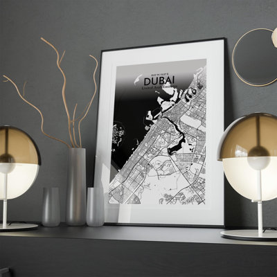 Dubai City Map In Ink - No Frame Print