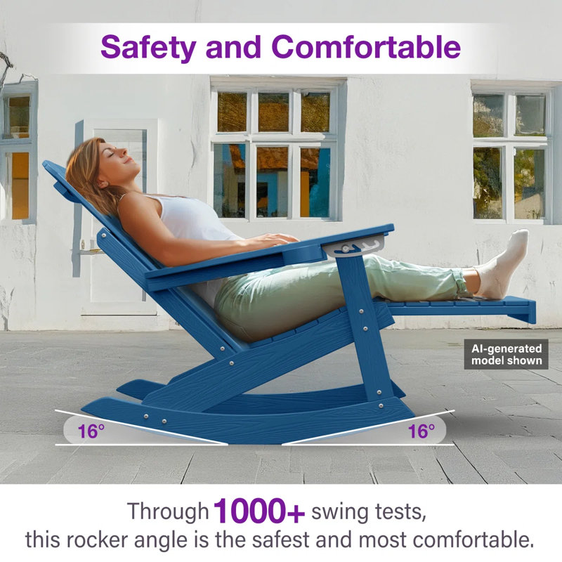 Chaise berçante d'extérieur avec repose-pieds caché Hips, Marine