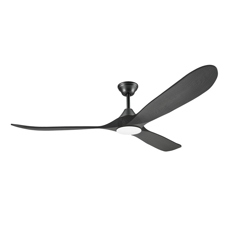 3-Blade Indoor Smart Ceiling Fan with Light and Remote/APP Control,3 LED Colors,6 Speed Quite DC Motor,Timer, Black, 60" Wide