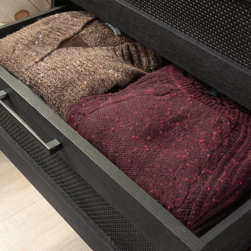 Raven Oak Coastal Double Dresser with Rattan Inserts