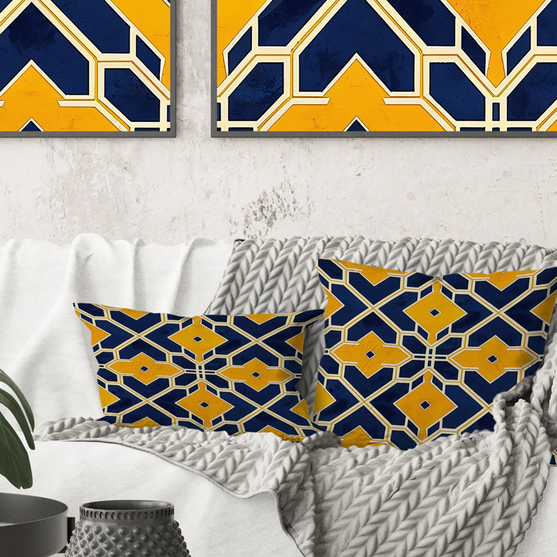 Coussin lombaire bleu Modern Trellis III
