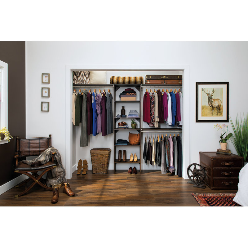 SuiteSymphony 84" W - 120" W Closet System Kit with Top Shelves, Midnight Brown