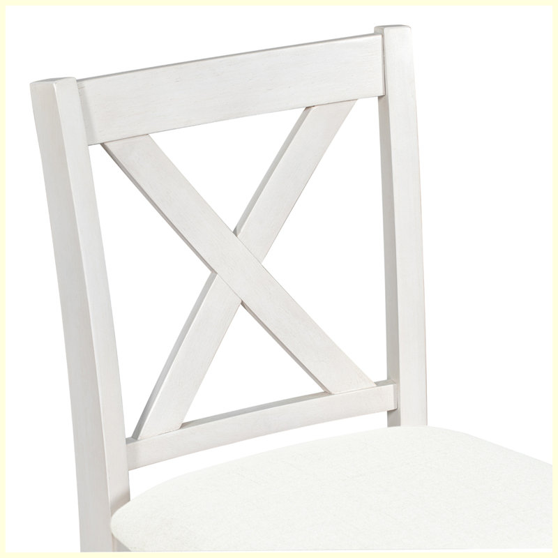 Ensemble de table de bar en bois rustique 5 pièces avec 4 chaises, Noyer/blanc, Beige