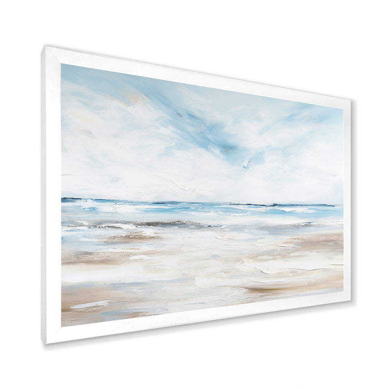 Pomerleau - art mural océan côtier, Cadre blanc, H 34 po x l 44 po x P 1,5 po