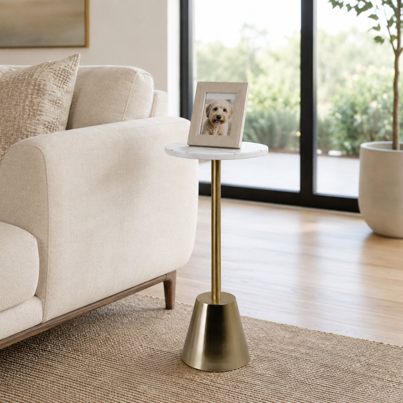 Table d'appoint Rejanae Marble and Brass Inlay