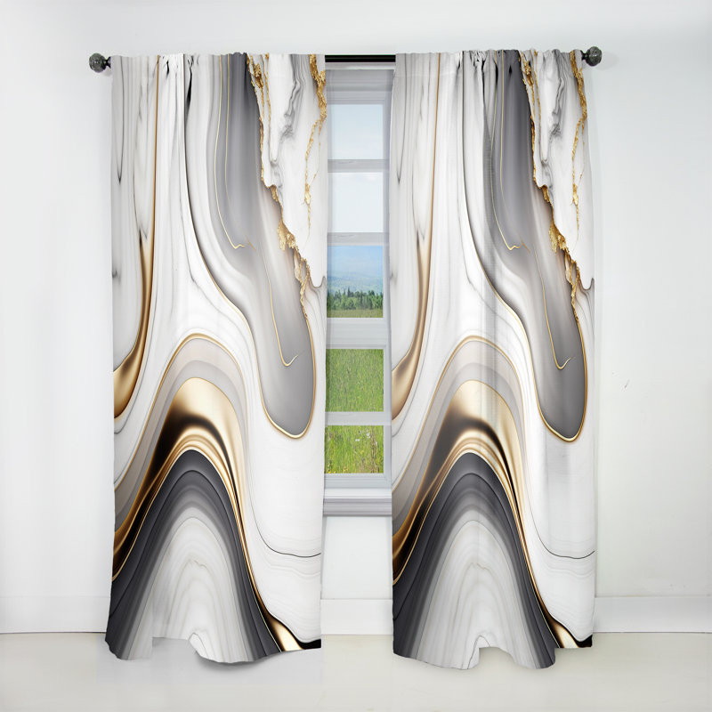 Abstrait géométrique en marbre gris I - Rideau moderne - Velours obscurcissant - 1 panneau, L 52 po x L 120 po