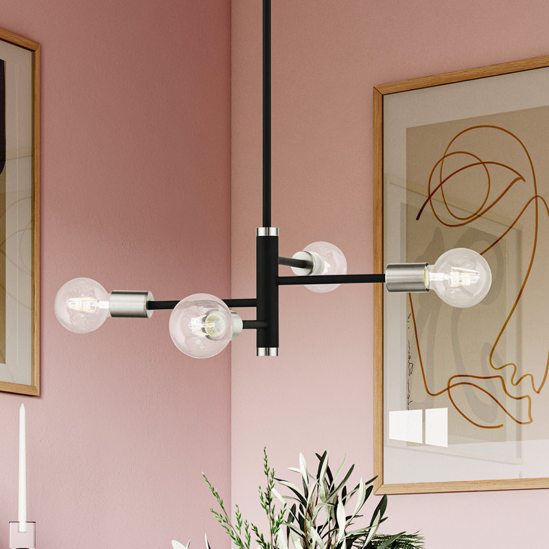 Lustre tambour moderne à 4 lumières Jeffries, Noir
