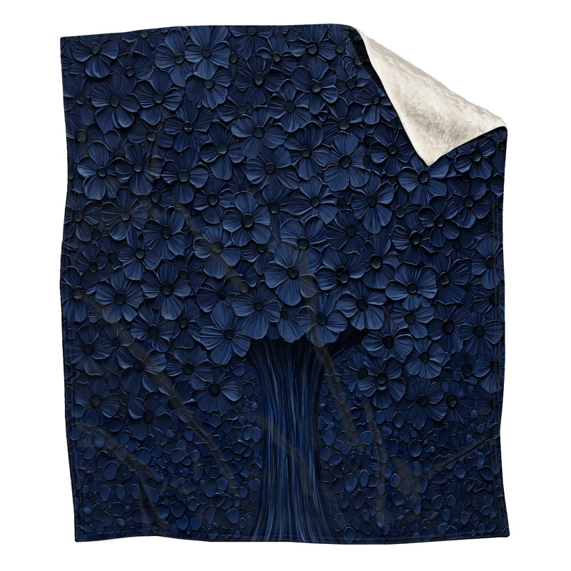 Blue Floral Tree Blankets, 60in W x 80in H