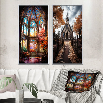 «Vitrail d'église», 2 pièces sur toile