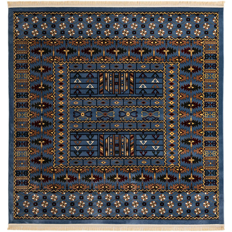 Tapis bleu Aucun, Carré 10 pi