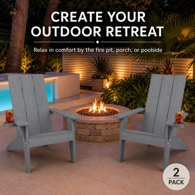 Outdoor Dining Set For 2 Person All Weather3 Piece HIPS Outdoor Patio Table And Chairs Set For Backyard, Garden, Deck, Poolside, Gray