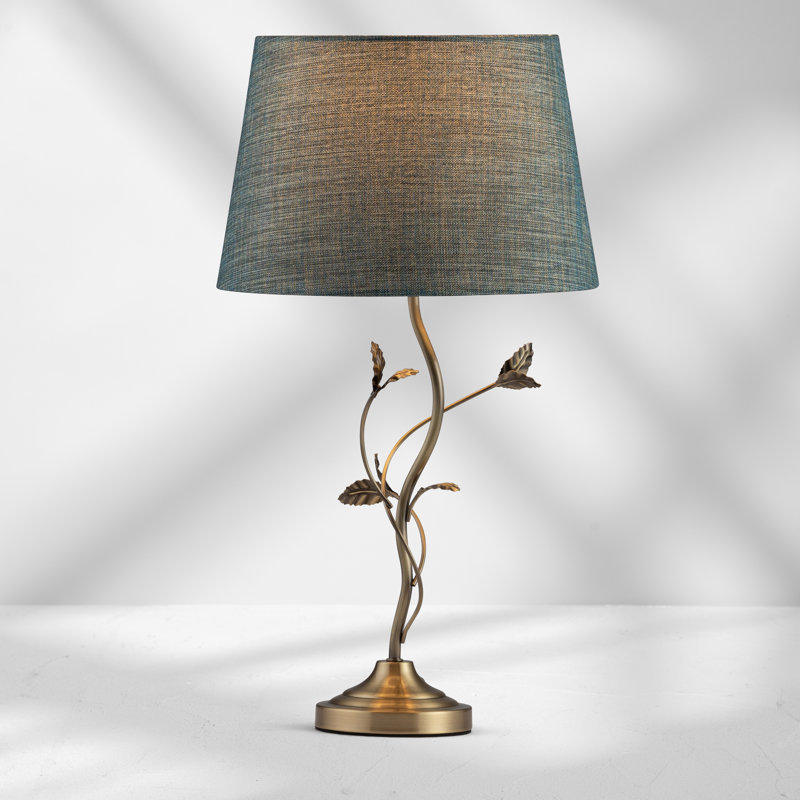 Antique Metal Leaf 59cm Table Lamp, Blue