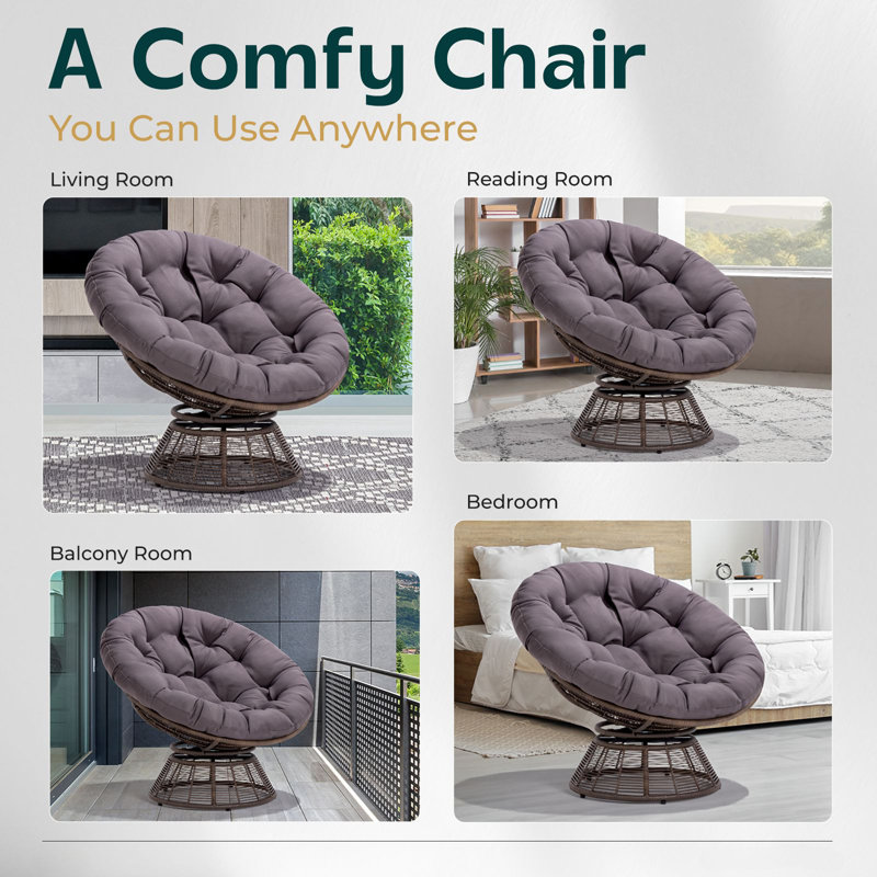 Ariyelle Upholstered Swivel Accent Chair, Dark Gray Polyester Blend