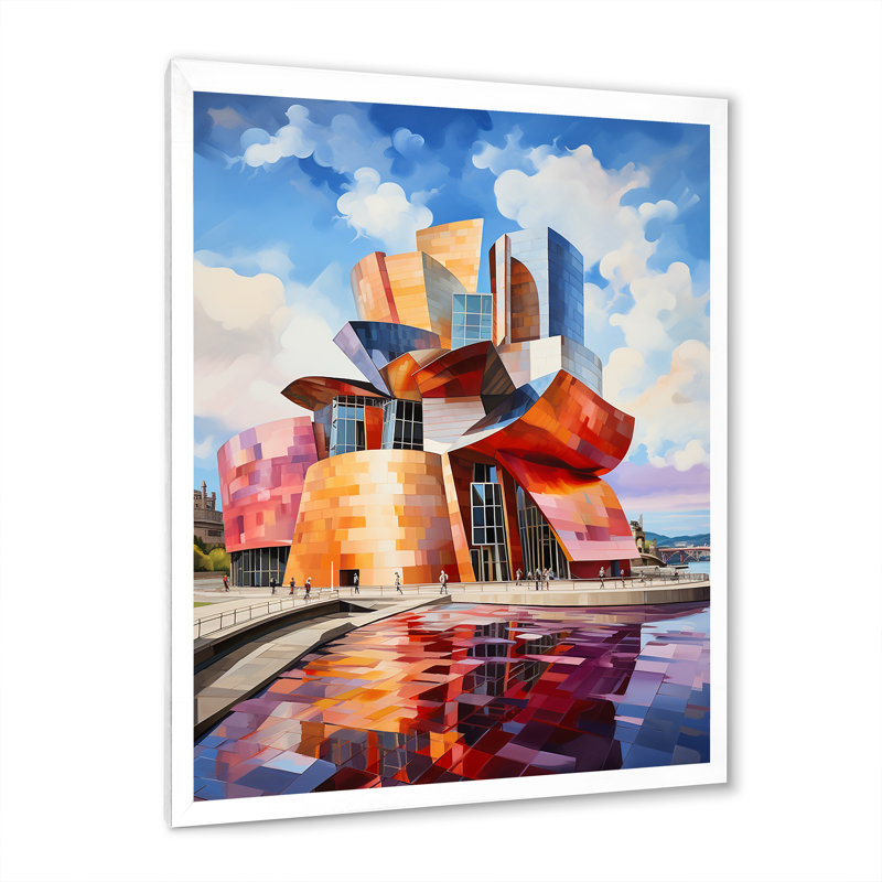 Espagne, musée Guggenheim à Bilbaoin I - paysage urbain, art mural, salon, H 32 po x l 24 po x P 1 po, Cadre photo blanc