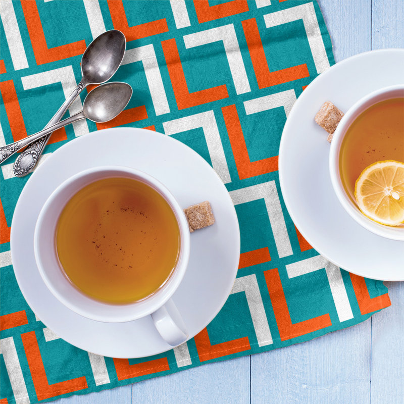 Toeterville Tea Towel Kitchen Towel, Cotton Blend, Aqua/Orange/White