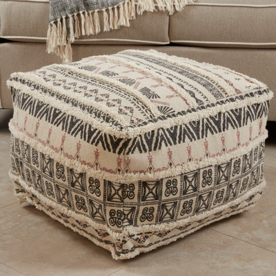 Renata Printed And Tufted Design Cotton Pouf