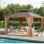 Pavillon de jardin 12 * 12FT patic, pavillon alu avec auvent en acier, pavillon permanent